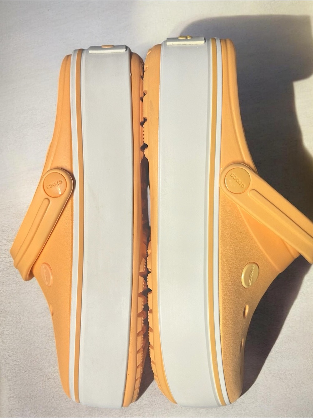 Crocs Platform Clogs Orange Size W8 Chunky Sole Clean